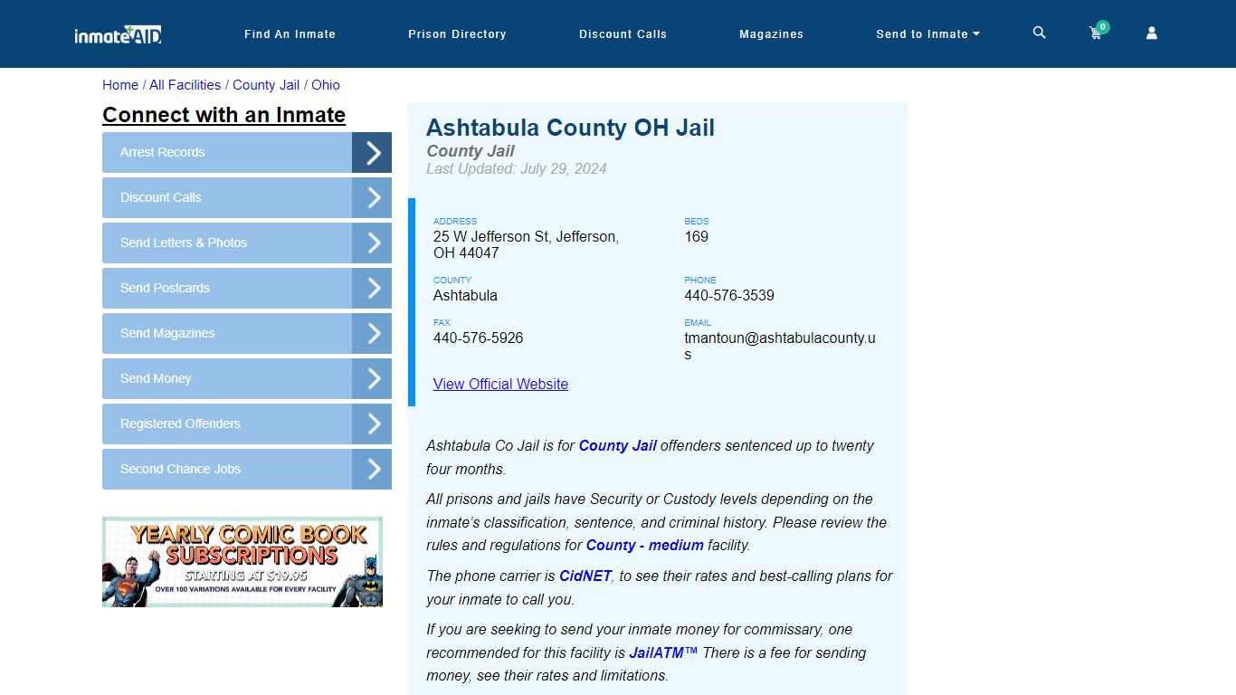 Ashtabula County OH Jail - Inmate Locator