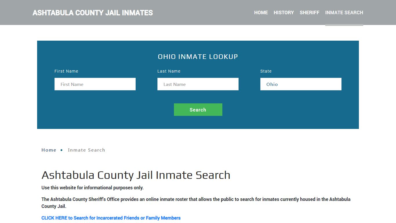 Ashtabula County, OH Detainee Lookup