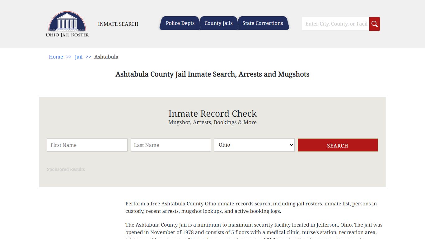 Ashtabula County Jail Inmate Search, Arrests and Mugshots